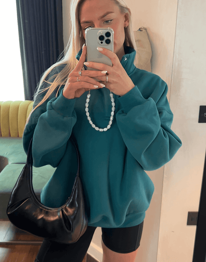 Snap Collar Sierra Sweatshirt in Teal