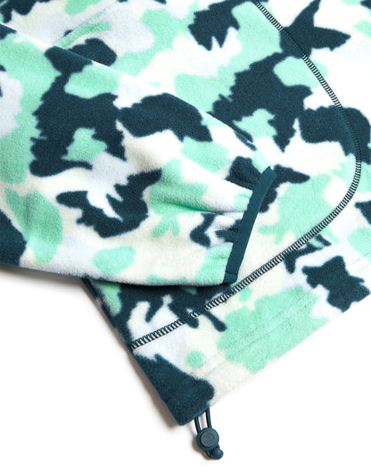 Snap Polar Fleece in Teal Pop Print
