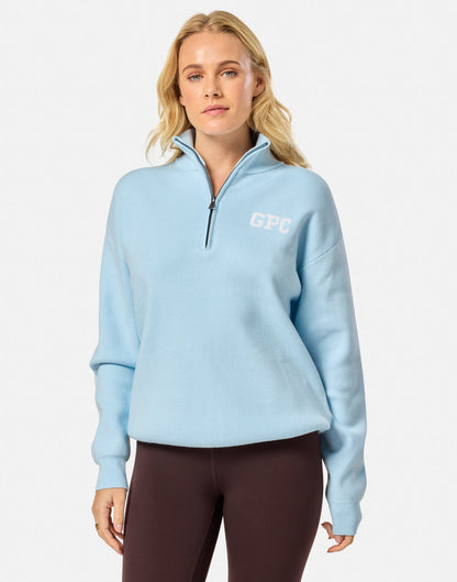 Knit Half Zip in Baby Blue