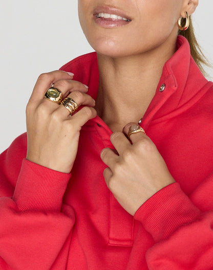 Snap Collar Sierra Sweatshirt in Power Red
