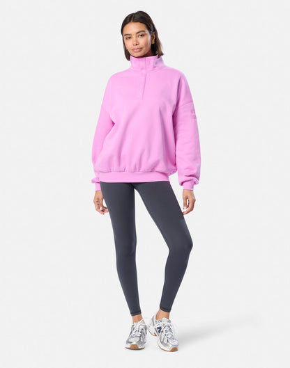 Snap Collar Sierra Sweatshirt in Fuchsia Pink