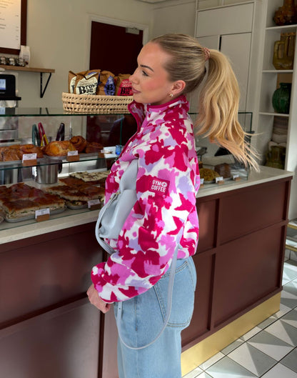 Snap Polar Fleece in Pink Pop Print